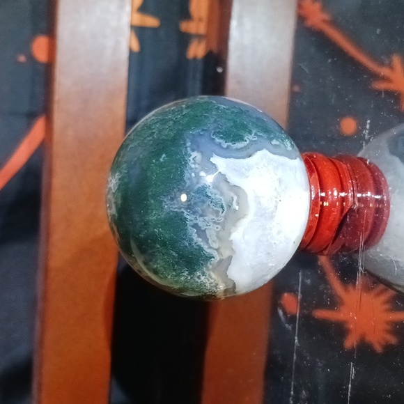 Moss Agate Sphere - Picture 6 of 12